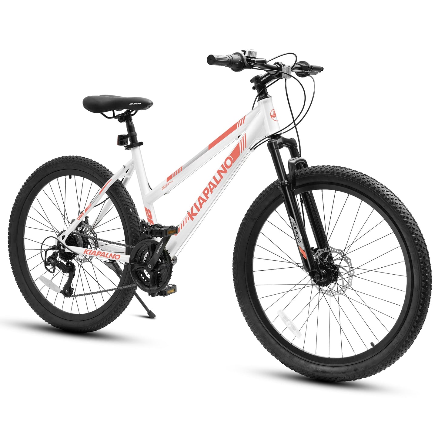 Ecarpat Women's Mountain Bike 26 Inch Wheels, 21-Speed Trail Commuter City Mountain Bikes, 17" Carbon Steel Frame Female Bicycles Disc Brakes Front Fork, White