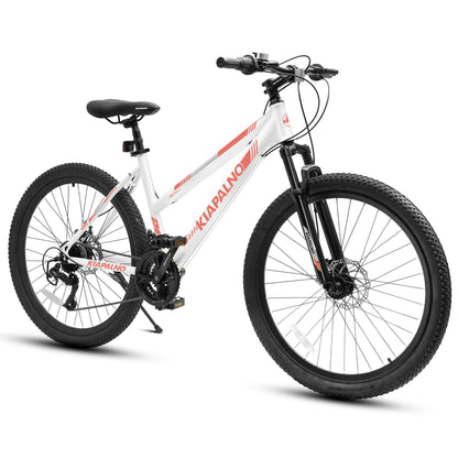 Ecarpat Women's Mountain Bike 24/26 Inch Wheels, 21-Speed Trail Commuter City Mountain Bikes, 15"/17" Carbon Steel Frame Female Bicycles Disc Brakes Front Fork