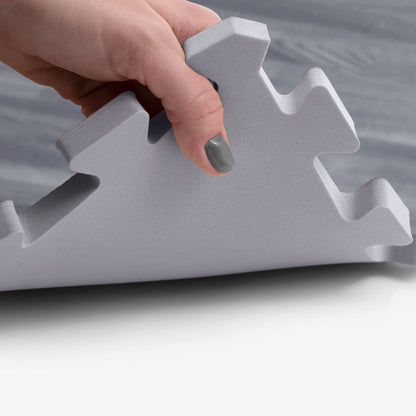 IncStores Premium Soft Wood Print Foam Flooring Tiles | Interlocking Foam Tiles for Home, Gym, Training and Yoga | 5/8" - Grey, 144 Square Feet