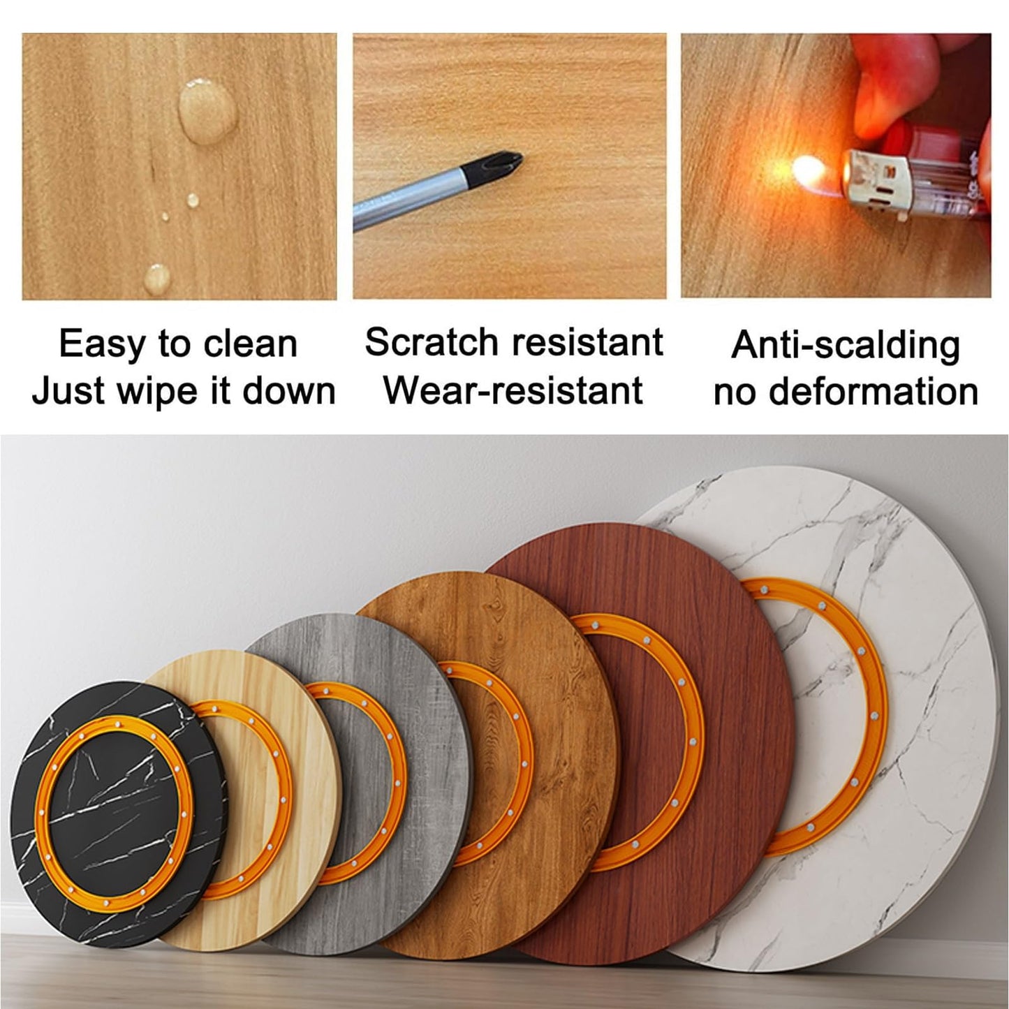 Wood Lazy Susan Rotating Turntable Organizer, Non Skid Kitchen Tray for Cabinet - 43 48 53 58 63 68cm, 73 78 83 88 93 98cm Round Charcuterie Board for Pantry, Countertop