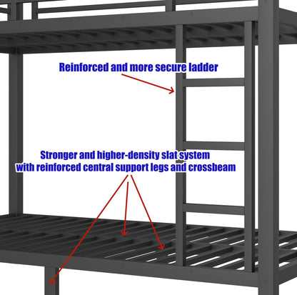 LUCALEO Stronger & Safer Heavy Duty Steel Twin XL Over Twin XL Size Bunk Bed Frame, Thickened More Stable Metal Bunkbeds (Easier to Assemble) (Twin XL,White)