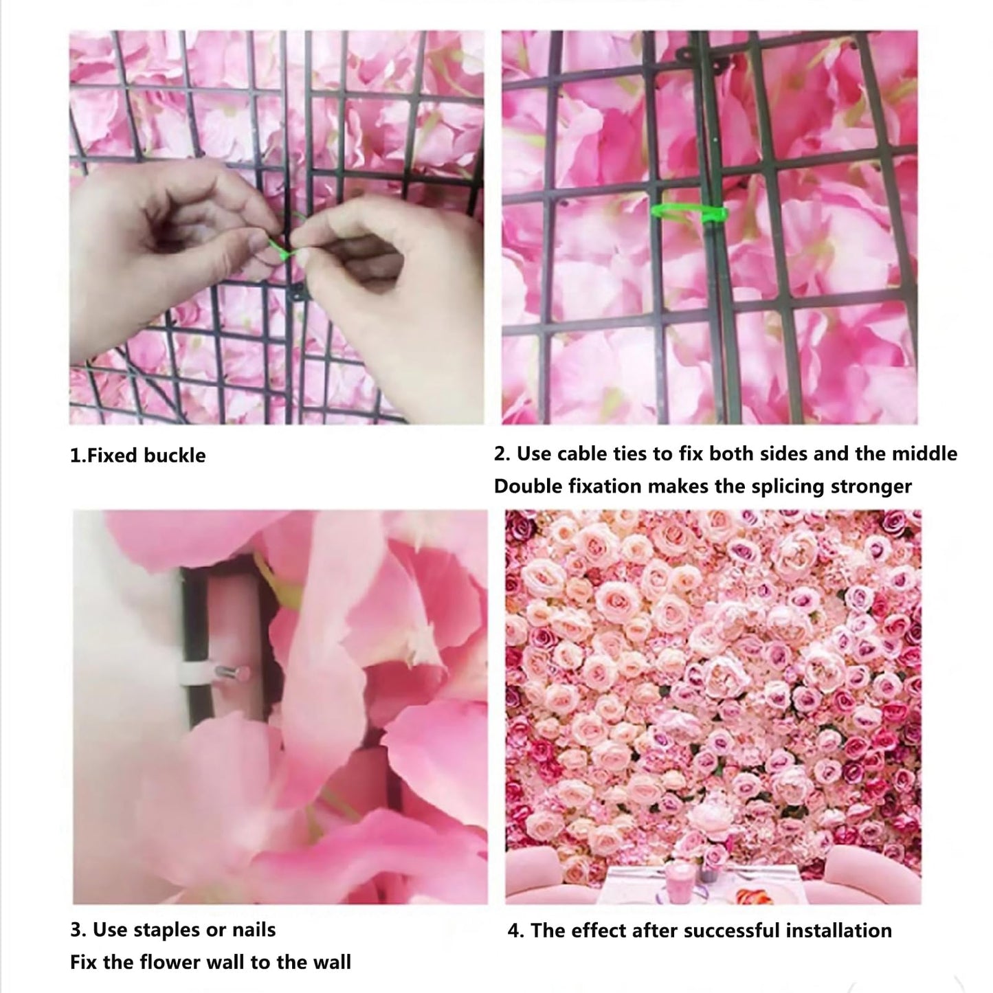 JIIPOREGJ Flower Panels Artificial Flowers Romantic Floral Backdrop Hedge Home Wedding Party Decor Background,Easy to Clean and Installation,12pcs