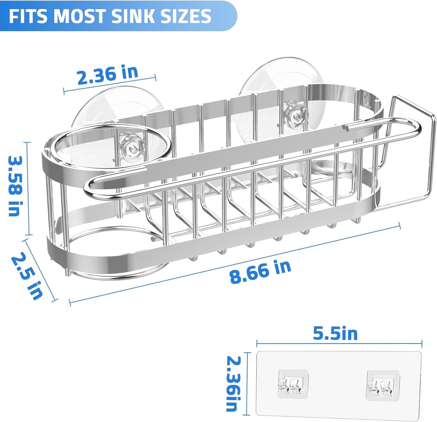 2 Cisily Kitchen Sink Caddy Sponge Holder in The Sink, Stainless Steel Kitchen Sink Organizer, Brush Holder, Dish Cloth