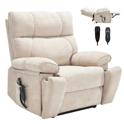 RHHVVR Oversized Power Lift Recliner Chair for Adults, Large Electric Lift Recliners with Massage Heating, Medium-Firm Electric Lay Flat Reclining Chair Sofa for Living Room, Leather Brown