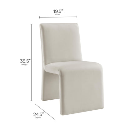 Modway Emory Upholstered Dining Side Chair in Alabaster - Single Armless Slipper Chair - Padded Performance Velvet Accent for Dining Room, Kitchen