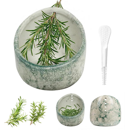 DADERXY Pottery Herb Stripper Bowl Ceramic Set for Kale, Thyme, Basil, Rosemary Stripper