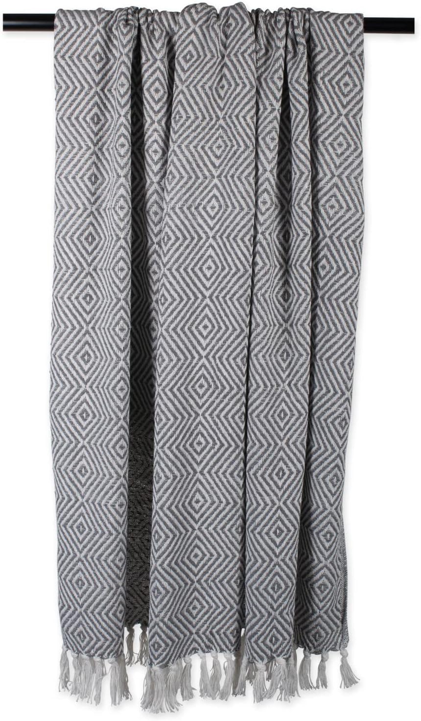 DII Diamond Throw Collection, Woven Cotton, 50x60, Mineral Gray