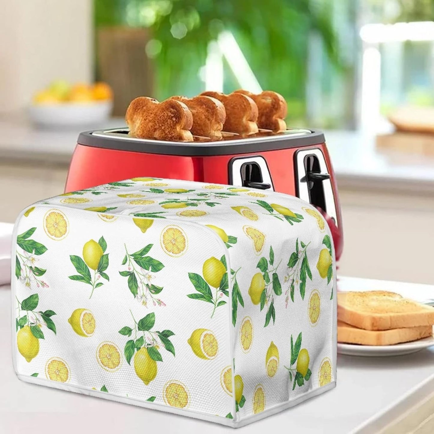 Toaster Cover 4 Slice, Lemon Theme Small Appliance Toaster Oven Cover for Kitchen, Dust Protection