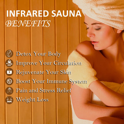 Garvee 2024 Upgrade 1 to 2 Person Sauna, 6 Heating Plate Infrared Physical Therapy Wooden Dry Steam Sauna, Low EMF, MP3 Auxiliary Connection, Dual Controls Inside and Outside Fits, Home Spa Day Use