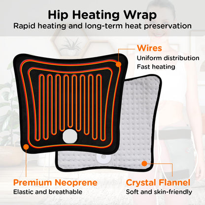 Comfytemp Hip Heating Pad for Hip Sciatica Pain Relief Brace, Birthday Christmas Gift for Mom Women Wife Men Dad, FSA Eligible Lower Back Thigh Buttock Electric HSA Heat Pad Hot Physical Therapy(L/XL)
