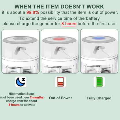 Electric-Herb-Grinder-Large-3.4oz-USB Rechargeable, 3.5'' Powerful Grinder for Dry and Fresh Herbs and Spices, Portable Waterproof, Better Control of Herb Coarseness, Practical and Muntifuctional