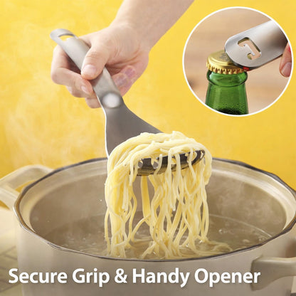 xyadyhz 304 Stainless Steel Cooking Spoon 9.05x3.14in- Multifunctional Kitchen Utensil: Slotted Spatula, Potato Masher, Raw Egg Yolk Separator, Food Grater Plate & Pasta Gadget