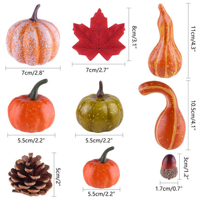 FEPITO 56 Pcs Fall Thanksgiving Decorations, Mini Artificial Pumpkins, Pine Cones, Fall Leaves, Acorns for Fall Party Decorations, Autumn Decorating Kit Halloween Thanksgiving Party Supplies
