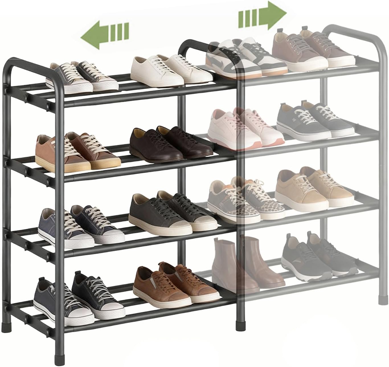 Aniston 17.6"-32" 4 Closet, Expandable Shoe Rack, Adjustable Small Shoe Rack, Tier Metal Shoe Shelf for for Entryway