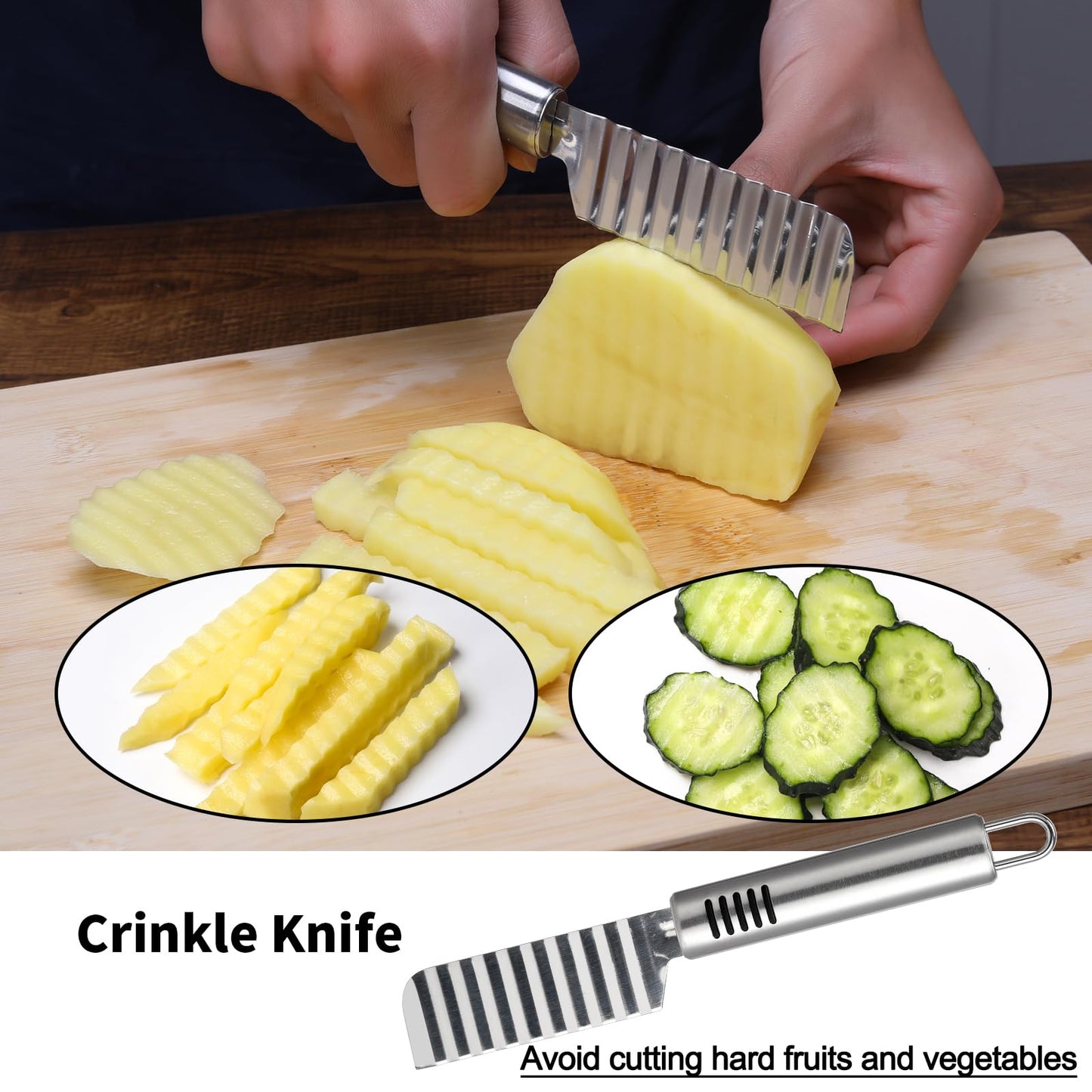 BURLIHOME Stainless Steel Fruit Carving Knife Set, 6 Pack Vegetable Engraving Blades for Kitchen, Melon Baller Scoop,Lemon Zester, Garnish Peeler,Crinkle Knife,V-shape Cutter