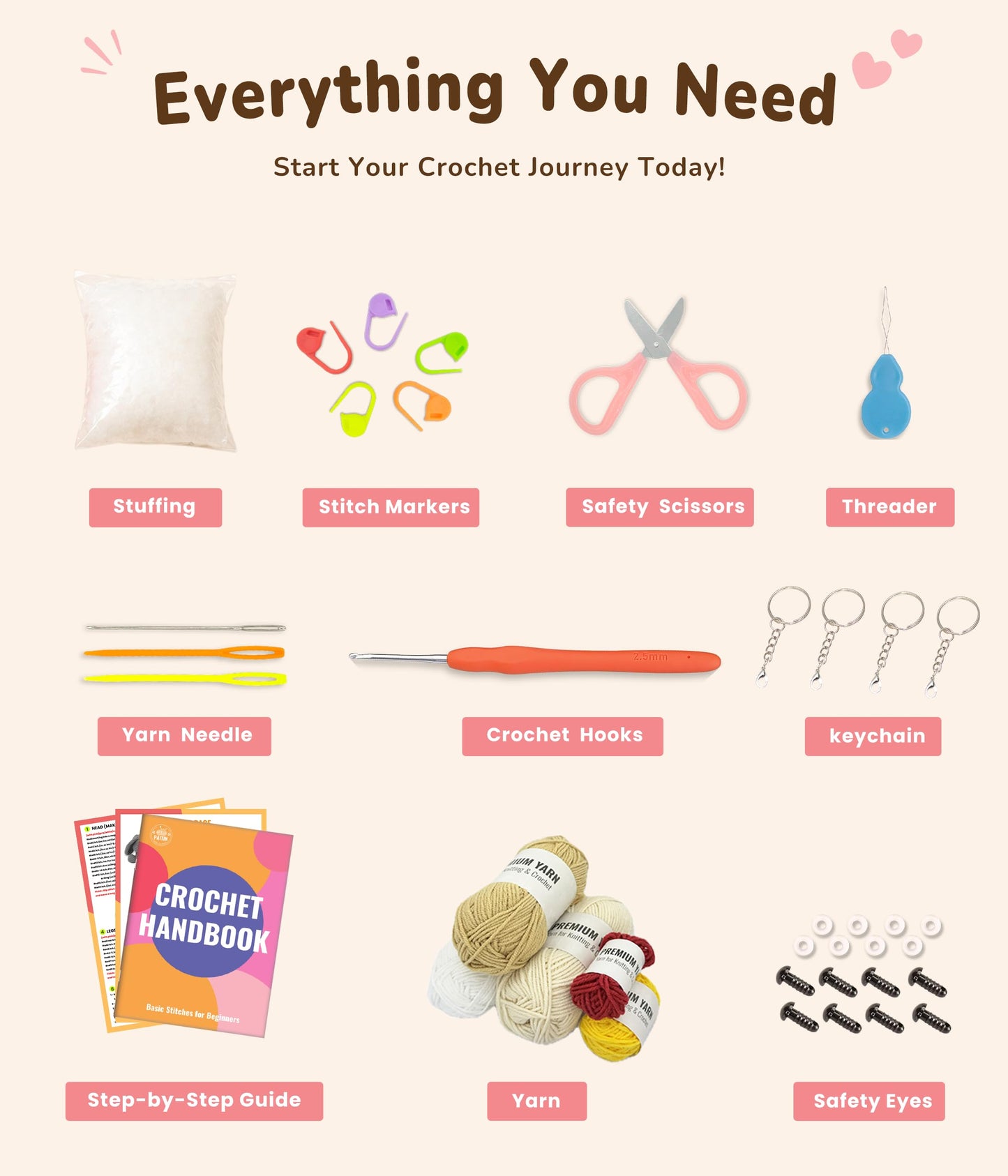 PAITIN Crochet Kit for Beginners Adults, Complete DIY Craft Yarn Kit with Step-by-Step Video Tutorials, Easy Handmade Art Projects Home Decor (Chicken)