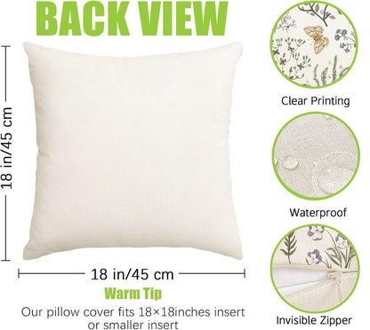 ARGOOFG Outdoor Spring Pillow Covers 18x18 Inch Set of 2,Waterproof Daisy Throw Seasonal Floral Outdoor Decorative Square Linen Farmhouse Decor Cushion Covers for Home Sofa Bed Couch Pillow Covers
