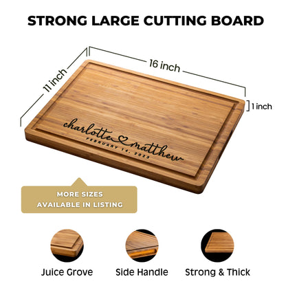 Personalized Wood Engraved Cutting Board - Valentines Day Gifts for Her - Unique Present for Wedding, Anniversary, Housewarming, Birthday, Holiday, or Romantic Gift Idea for Friends, Family, Mom, Dad