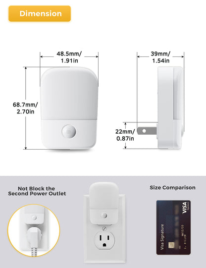 L LOHAS LED Night Lights Plug into Wall 2 Pack, Plug in Night Light with Dusk to Dawn Sensor, Brightness Adjustable 30/60LM, Soft Warm White Nightlights for Kids, Hallway, Bedroom, Kitchen