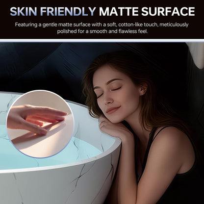 WOODBRIDGE 67" Marble-Pattern Stone Resin Freestanding Soaking Tub, Modern Oval Solid Surface Bathtub with Integrated Slotted Overflow & Drain, Matte Finish, CST0745