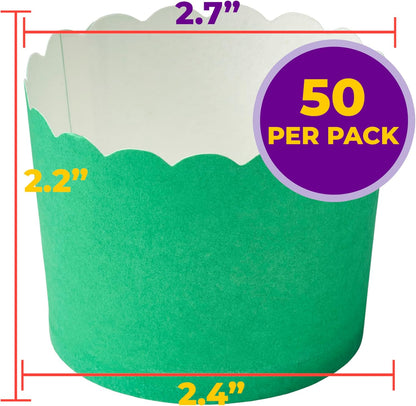 DecoPac Green Scalloped Baking Cups, Perfect for Delicious Cupcakes, 50 Count (Pack of 1)