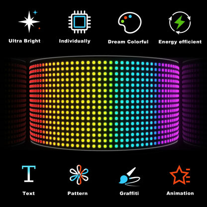RAYHOME Scrolling Bright Advertising LED Signs, Flexible USB 5V LED Car Sign Bluetooth App Control Custom Text Pattern Animation Programmable Display for Store Car Bar Hotel (15''x4'')