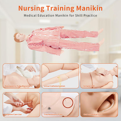 SKUWGW Adult Female Full-Body Anatomical Model, 67in Nursing Training Mannequin for Clinical Skills Training & Patient Care Education - Nursing School Supplies