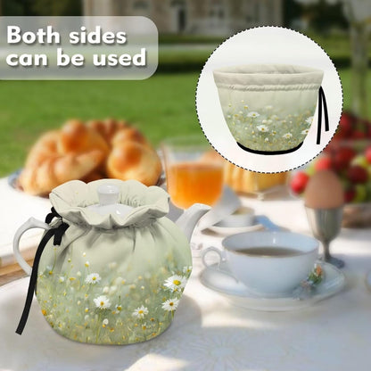 Tea Pot Cover, Insulated Tea Cozy, Teapot Dust Cover, Warming Tea Kettle Quilt, Home Kitchen Decoration (Daisy Floral