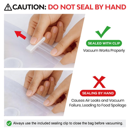 Reusable Vacuum Sealer Bags for Food: 20Pcs (8.66 * 8.27in) BPA-Free Vacuum Seal Bags with Air Valve & 5 Seal Clips, Plastic Food Storage Bags, Microwaveable Zipper Bags for Kitchen Save Meal Prep