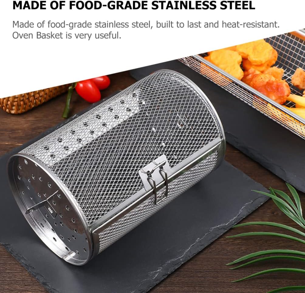 SHERCHPRY Rotisserie Grill Roaster Drum, Air Fryer Oven Basket, Stainless Steel Oven Rack for BBQ