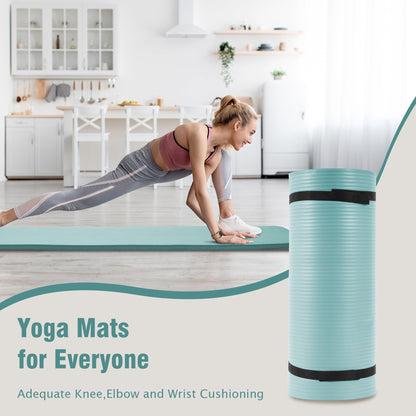 Fitvids Yoga Mat 1-Inch Extra Thick High-Density Exercise Mat with Non-Slip Surface & Carry Strap for Men & Women Tear-Resistant Pilates Workout Mat for Home Gym, Floor Fitness
