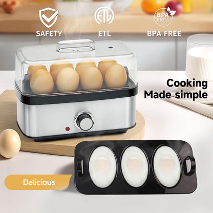 Electric Egg Cooker Rapid – 8 Egg Capacity for Hard Boiled Eggs, Soft boiled egg, Poached Eggs, Scrambled Eggs, or Omelets Maker with Auto Shut Off