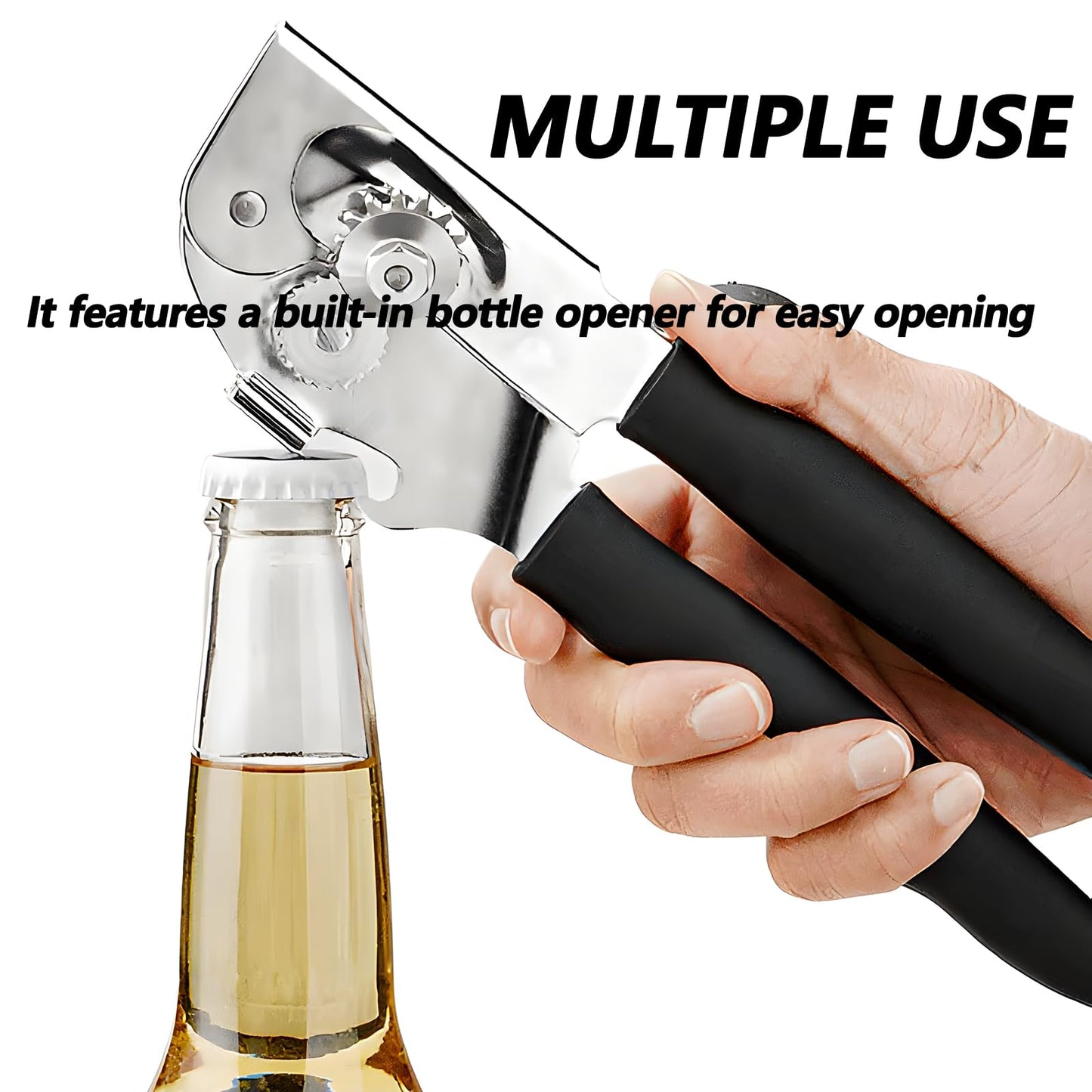 [Upgrade] Commercial Can Opener, Durable All-Steel Construction - RICKUNCL Hand Crank Can Opener with Magnet, Comfortable Extra-long Handles, Oversized Knob, Professional Ergonomic & Easy for Big Cans