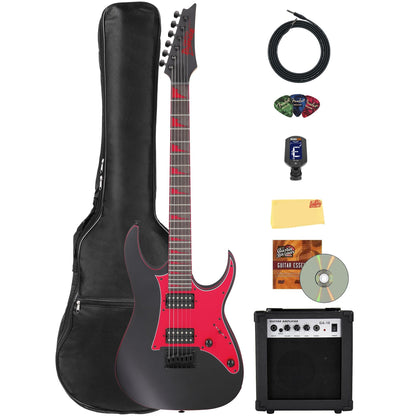Ibanez GRG131DX RG Gio Electric Guitar - Black Flat Bundle with Amp, Gig Bag, Tuner, Instrument Cable, Picks, Austin Bazaar Instructional DVD, and Polishing Cloth