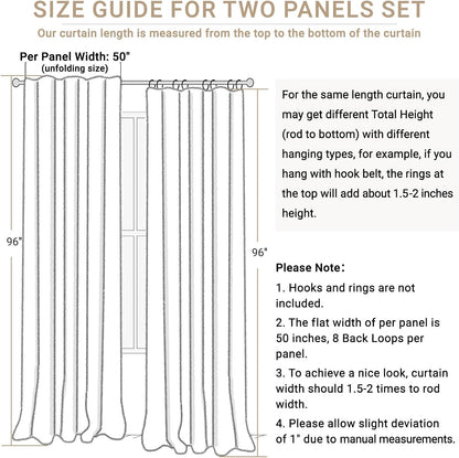 Skiennix 100% Blackout Linen Curtains - Thermal Insulated Drapes for Bedroom | 50" W x 96" L, Bright White