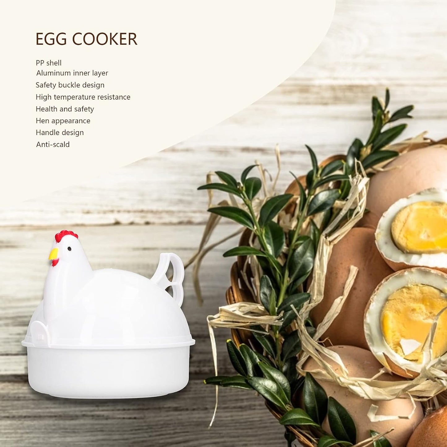 Egg Cooker, Chicken Shaped Microwave Boiler, Heat Resistant, Freely Control Egg Tenderness for Home Kitchen