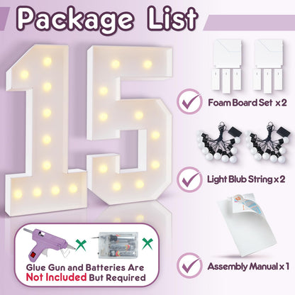 Bugame Light Up Numbers 4FT, Number 40 Light Up Sign Marquee Numbers 4 Feet Tall, Large 40 Marquee Number for 40th Birthday Party Decorations Mosaic Número