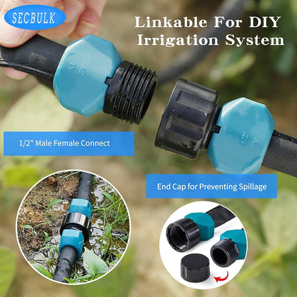 Secbulk 2025 Flat Soaker Hose - 150 ft Linkable Drip Hose for Efficient Garden Irrigation | Dual-Layer Leak-Free Design