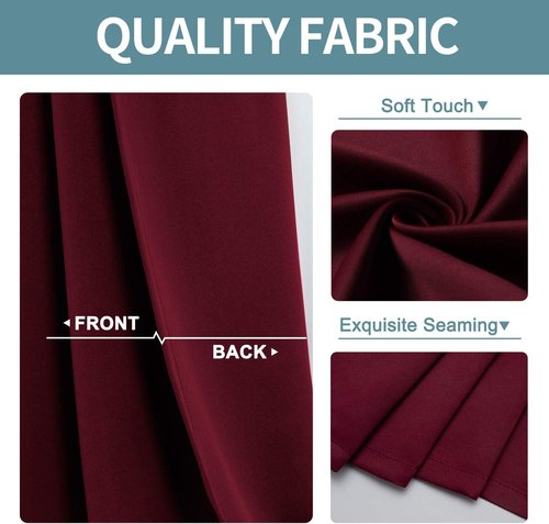 ChrisDowa Grommet Short Thermal Insulated Curtains - Room Darkening Kitchen & Bedroom Panels (Burgundy Red, 52 x 36 Inch)