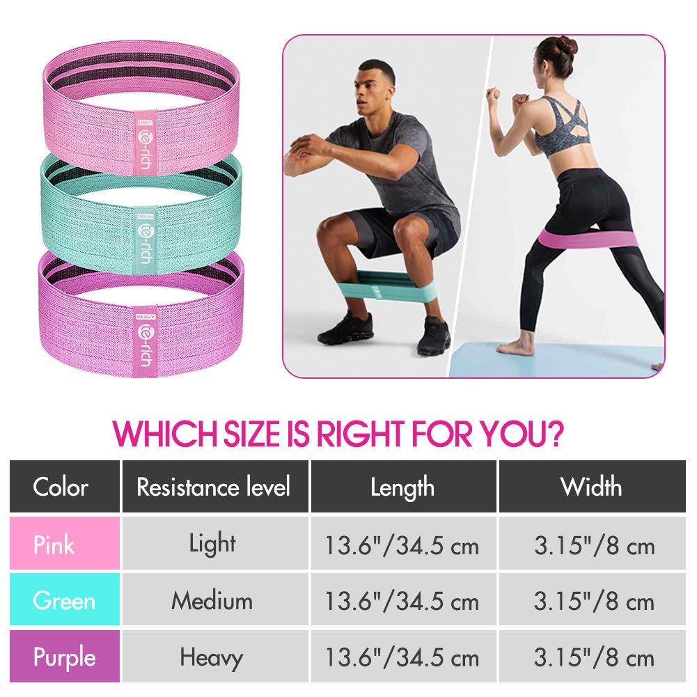 Resistance Bands, Fabric Workout Bands for Women & Men, Cloth Booty Resistance Loop Bands, Thick Squat Bands for Butt/Legs/Thigh/Hip/Glute Excersing