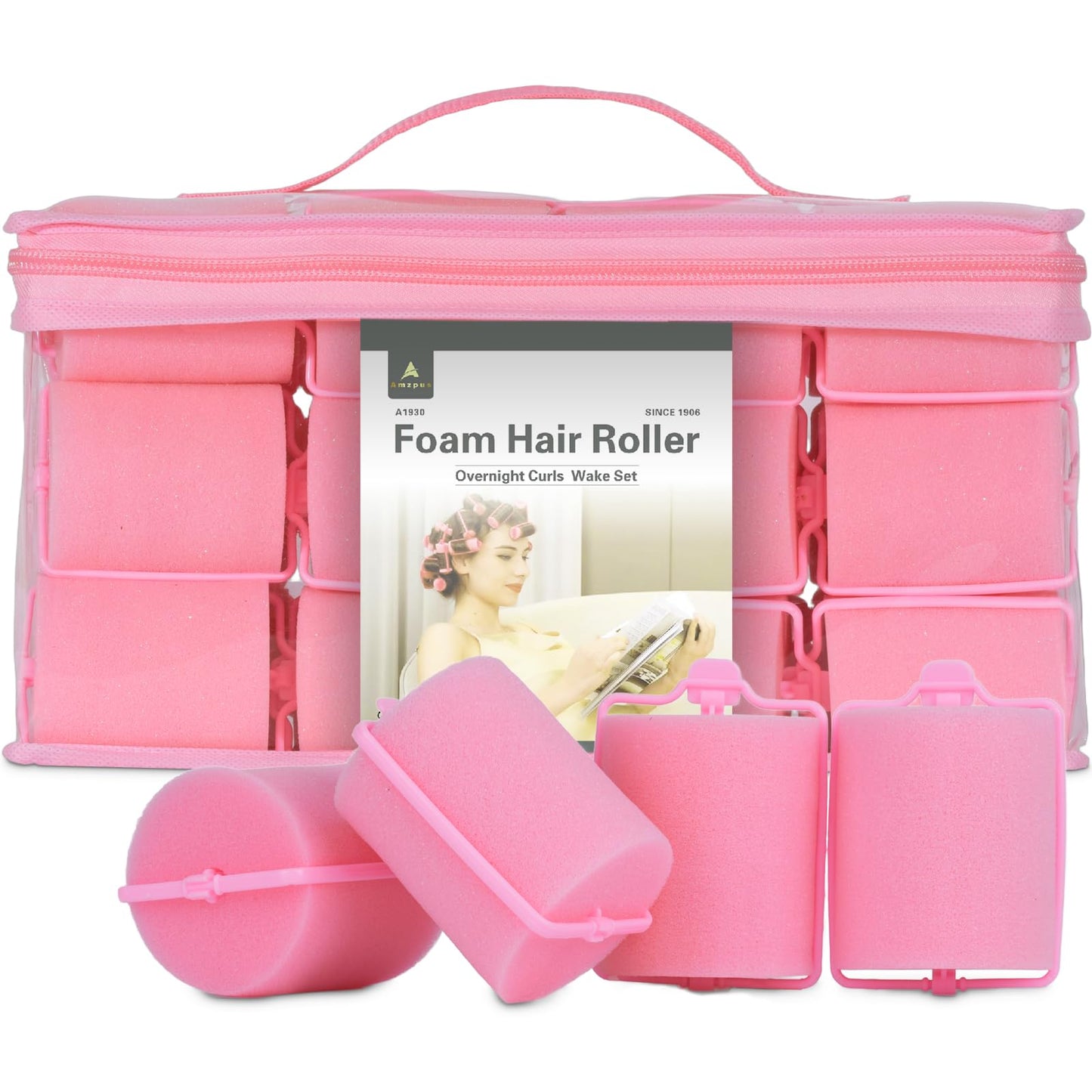 36 Pieces Foam Sponge Hair Rollers - Soft Sleeping Flexible Styling Curlers for Hair Styling (Pink)