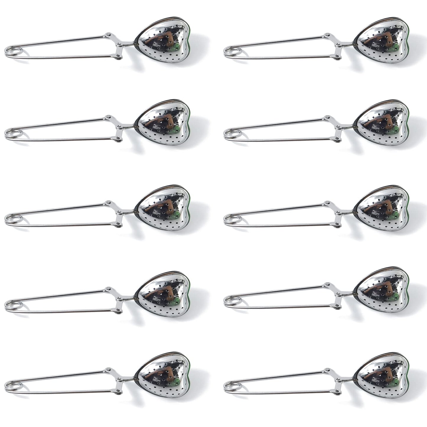 ROYHOO10PCS Stainless Steel Tea Filters Loose Leaf Tea Infuser Strainers Reusable Interval Diffuser Heart-shaped Tea Partition Spoon