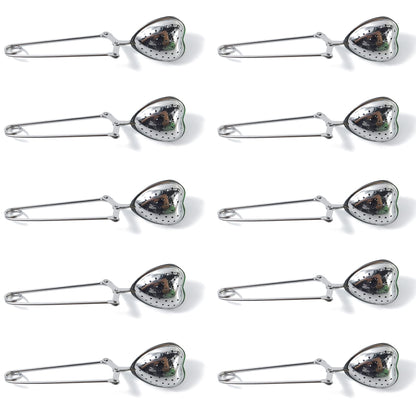 ROYHOO10PCS Stainless Steel Tea Filters Loose Leaf Tea Infuser Strainers Reusable Interval Diffuser Heart-shaped Tea Partition Spoon