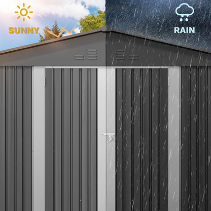 DWVO 10'x8' Large Metal Outdoor Storage Shed, Heavy Duty Tool Storage Sheds for Backyard Patio Lawn - Ideal for Bicycles, Garden Tools, and Lawn Equipment, Easy-to-Assemble, Dark Gray