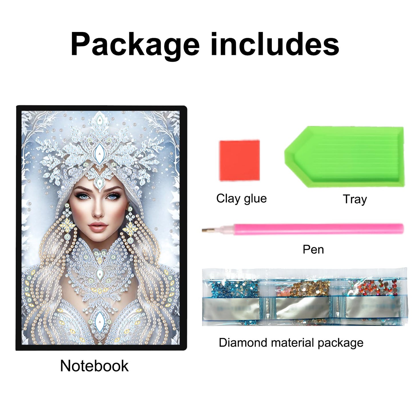 JZHYOAN Woman Diamond Art Note Book Gem Art Dairy Travel Drawing Message Art Notebook for Adult DIY Diamond Painting Blank Notebook Kits Cross Stitch Mosaic Notepad Embroidery for Office Desk Decor