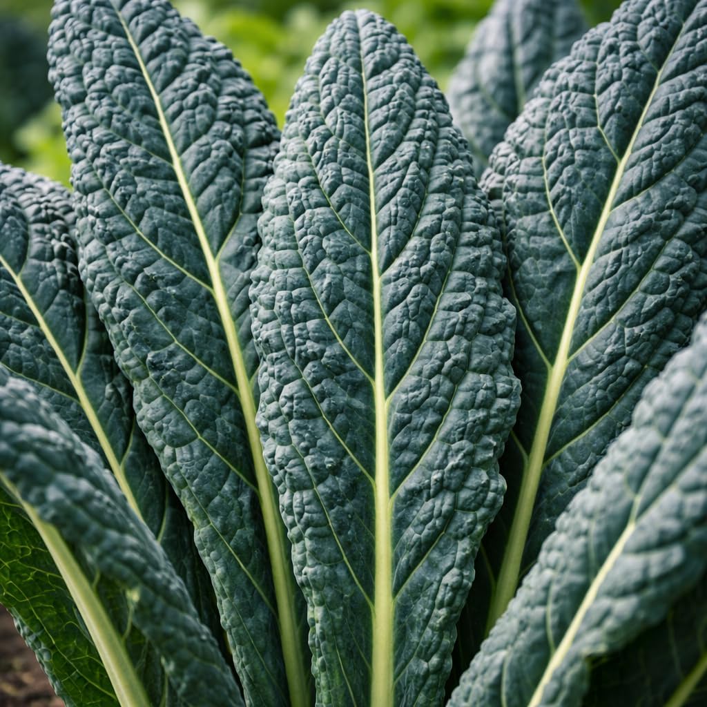 Sunutri Seeds Black Tuscan Lacinato Kale Seeds Dark Blue-Green Leaves with Upright Growth for Home Gardens, Raised Beds