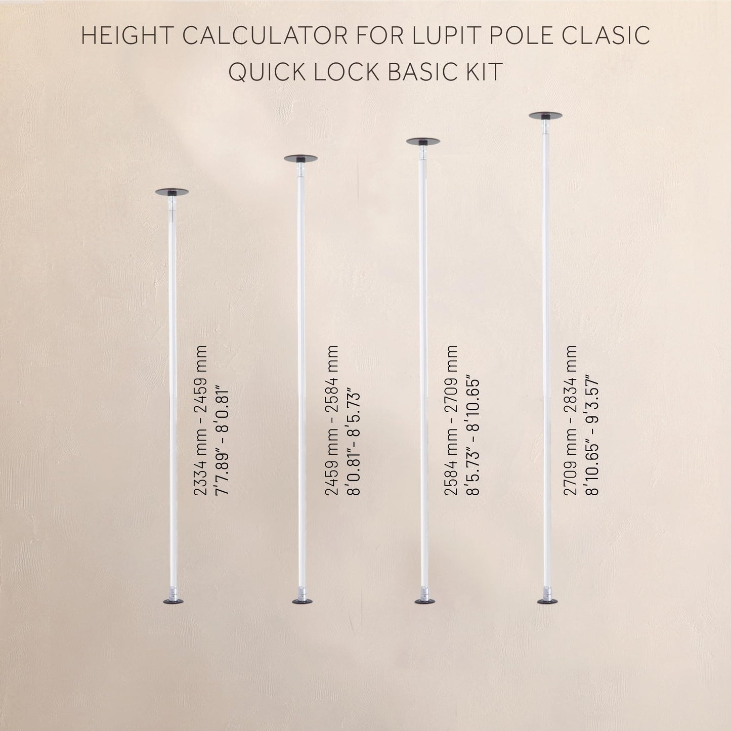 LUPIT POLE Classic G2 Quick Lock - Portable Dance Pole for Home - Spinning & Static Mode - Professional Pole Dancing Pole for Apartment, Club & More - Easy Installation - No Drilling (White, 45 mm)