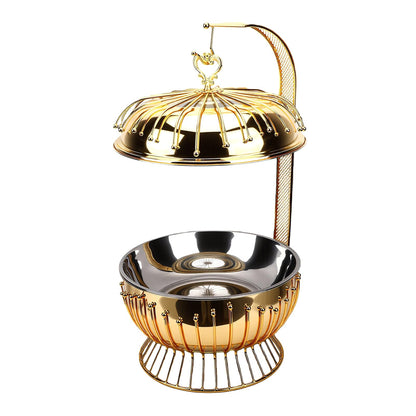 Ymiko 8L Stainless Steel Chafing Dish Hanging Lid Buffet Warmer with 5-Ply for Weddings Banquets Catering Events