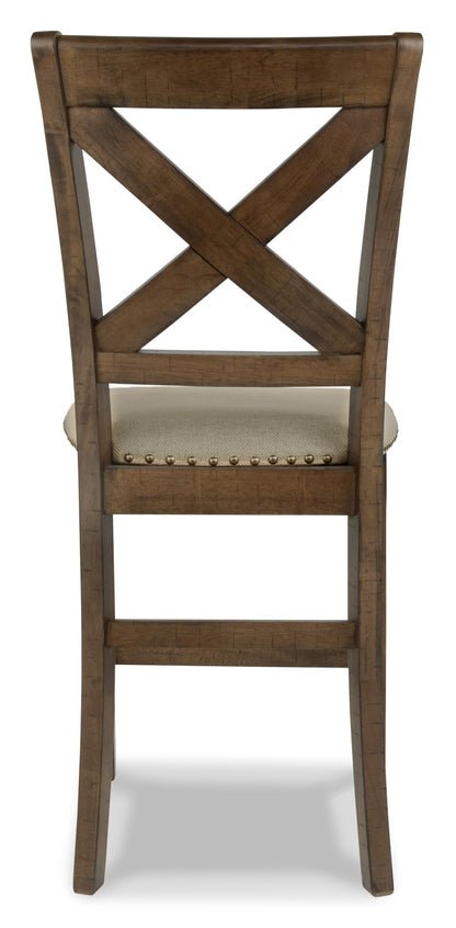 Signature Design by Ashley Moriville Rustic Farmhouse 24.5" Upholstered Barstool, 2 Count, Beige & Brown