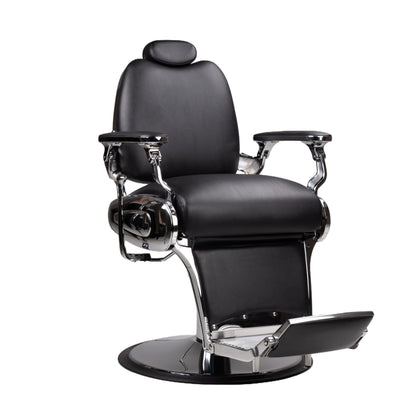 Coczeb Barber Chair Heavy Duty (700LB Capacity), Reclining Hydraulic Salon Stylist Chair for Hairstylist Tattoo Spa Massage(Black-Silver,with Adjustable Headrest & Footrest)